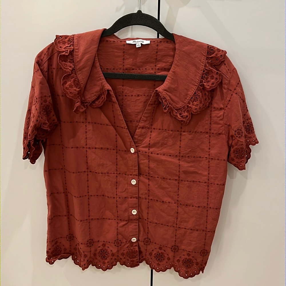 Madewell Burnt Orange Blouse - Size M